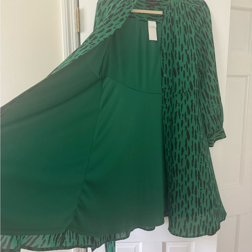 Banana Republic Factory Green and Black Long Sleeve Dress - Picture 4 of 6
